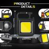 Cob Keychain Work Light 800 Lumens Rechargeable Waterproof Portable Led Small Flashlights 4 Modes (2 Pack)