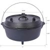 pre-Seasoned Cast Iron Dutch Oven With Skillet Lid, Outdoor Camping Deep Pot for Camping Fireplace Cooking BBQ Baking Campfire, Leg Base, 4.5 Quart