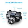 Motion Sensor LED Headlamp Zoomable Headlamp Flashlight Waterproof Outdoor Emergency Headlight with 3 Lighting Modes