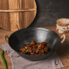 Hand Wok, Cast Iron Wok, Double Handle Wooden Lid Large Wok, Suitable For All Cooktops, Uncoated Chinese Traditional Wok