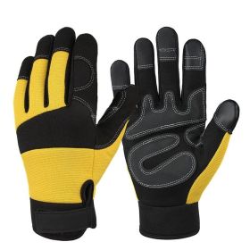 Climbing Tactical Full Finger Combat Riding Touch Screen Gloves Outdoor Roping Work Rocks Parkour Carabiners Rigging Grip (Color: Yellow, Gloves Size: M)