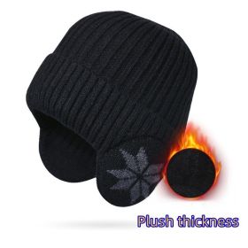 Stay Warm & Protected This Winter: Unisex Snow Flake Earmuff & Knitted Beanie Hat Set (Color: Black)