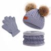 Kids Winter Beanie Hat Scarf Gloves Set Knit Warm