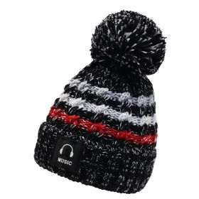 Winter Hats for Woman Thicker Beanies Knitted Cap Girls Autumn Beanie Chenille Ball Hats Fleece-lined Warmer Bonnet Casual Cap (Color: Black Beanie Cap, size: Free Size(55-59cm))