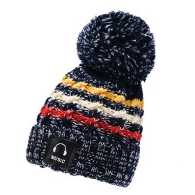 Winter Hats for Woman Thicker Beanies Knitted Cap Girls Autumn Beanie Chenille Ball Hats Fleece-lined Warmer Bonnet Casual Cap (Color: Navy Beanie Cap, size: Free Size(55-59cm))