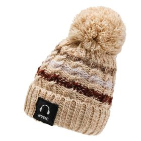 Winter Hats for Woman Thicker Beanies Knitted Cap Girls Autumn Beanie Chenille Ball Hats Fleece-lined Warmer Bonnet Casual Cap (Color: Beige Beanie Cap, size: Free Size(55-59cm))