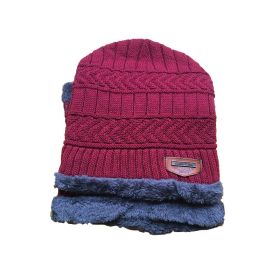 Coral Fleece Scarf Winter Hat Soft Men's Beanie —à–∞–ø–∫–∞ –º—É–∂—Å–∫–∞—è Warm Hat gorras hombre Knitted Double Layer Cap touca masculina (Ships From: China, Color: Red Wine Set)