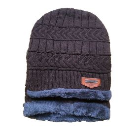 Coral Fleece Scarf Winter Hat Soft Men's Beanie —à–∞–ø–∫–∞ –º—É–∂—Å–∫–∞—è Warm Hat gorras hombre Knitted Double Layer Cap touca masculina (Ships From: China, Color: Brown Set)