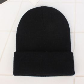 2021 Winter Hats for Woman New Beanies Knitted Solid Cute Hat Girls Autumn Female Beanie Caps Warmer Bonnet Ladies Casual Cap (Color: Black Beanie)