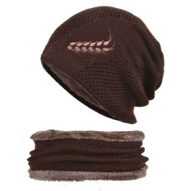 Coral Fleece Scarf Winter Hat Soft Men's Beanie —à–∞–ø–∫–∞ –º—É–∂—Å–∫–∞—è Warm Hat gorras hombre Knitted Double Layer Cap touca masculina (Ships From: China, Color: Brown 0801)