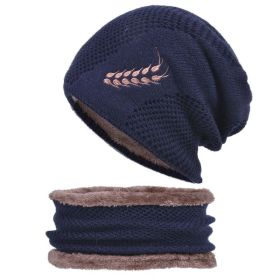 Coral Fleece Scarf Winter Hat Soft Men's Beanie —à–∞–ø–∫–∞ –º—É–∂—Å–∫–∞—è Warm Hat gorras hombre Knitted Double Layer Cap touca masculina (Ships From: China, Color: Navy blue 0801)