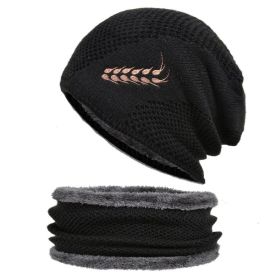 Coral Fleece Scarf Winter Hat Soft Men's Beanie —à–∞–ø–∫–∞ –º—É–∂—Å–∫–∞—è Warm Hat gorras hombre Knitted Double Layer Cap touca masculina (Ships From: China, Color: Black 0801)