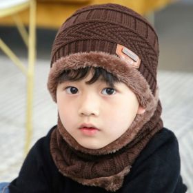 Coral Fleece Scarf Winter Hat Soft Men's Beanie —à–∞–ø–∫–∞ –º—É–∂—Å–∫–∞—è Warm Hat gorras hombre Knitted Double Layer Cap touca masculina (Ships From: China, Color: child brown 0801)