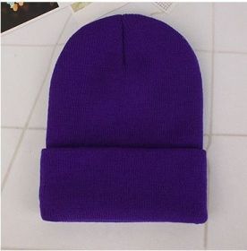 2021 Winter Hats for Woman New Beanies Knitted Solid Cute Hat Girls Autumn Female Beanie Caps Warmer Bonnet Ladies Casual Cap (Color: Dark Purple Beanie)