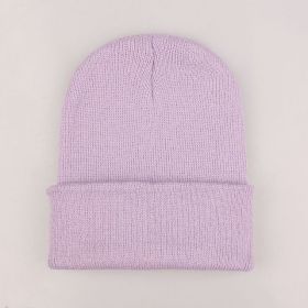 2021 Winter Hats for Woman New Beanies Knitted Solid Cute Hat Girls Autumn Female Beanie Caps Warmer Bonnet Ladies Casual Cap (Color: Light Purple Beanie)