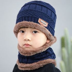 Coral Fleece Scarf Winter Hat Soft Men's Beanie —à–∞–ø–∫–∞ –º—É–∂—Å–∫–∞—è Warm Hat gorras hombre Knitted Double Layer Cap touca masculina (Ships From: China, Color: child navy biue 0801)