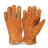 Man Work Gloves Stretchable Tough Grip Leather for Utility Construction Wood Cutting Cowhide Gardening Hunting Gloves 2010