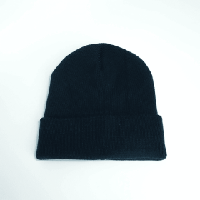 Black Warm Solid Color Knitted Beanies Hat for Boys Girls (Color: Black)