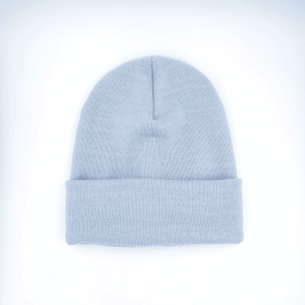 Light Blue Warm Solid Color Knitted Beanies Hat for Boys Girls (Color: Sky blue)