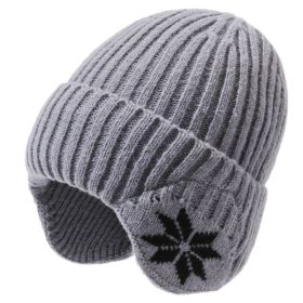 Unisex Classic Plush Winter Hat Beanie Hat with Earmuff Thick Faux Fur (Color: Gray)