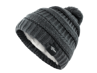 Fear0 NJ Warmest Plush Insulated Lining Knit Cable Pom-Pom Beanie Hat Women (Color: Grey)