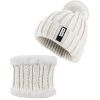 Winter Beanie Hat Scarf Set Women Warm Knitting Skull Cap