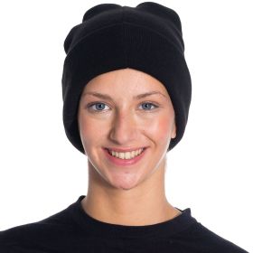 2024 Winter Acrylic Beanies for Women Soft Warm Beanie Hat (Color: Black)