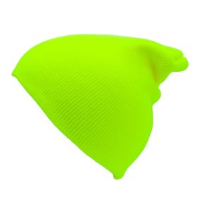 D- Street Acrylic Beanie Hat (Color: Neon Green)