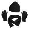 Winter Knitted Hat Scarf Gloves 3Pcs Winter Warm Beanie and Touch Screen Gloves Long Neck Scarf Set Knit Beanie Skull Cap Neck Warmer Anti-Slip Mitten