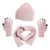 Winter Knitted Hat Scarf Gloves 3Pcs Winter Warm Beanie and Touch Screen Gloves Long Neck Scarf Set Knit Beanie Skull Cap Neck Warmer Anti-Slip Mitten