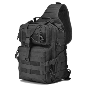 15L Unisex Medium Sling Shoulder Bag MOLLE Outdoor Daypack Backpack (Color: Black)