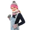 Winter Kids Knitted Hat Scarf Gloves 3Pcs Boys Girls Winter Warm Beanie Hat and Glove Scarf Set Beanie Neck Warmer Mittens for 4-7-Year-Old Kids