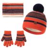 Winter Kids Knitted Hat Scarf Gloves 3Pcs Boys Girls Winter Warm Beanie Hat and Glove Scarf Set Beanie Neck Warmer Mittens for 4-7-Year-Old Kids