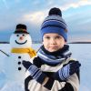 Winter Kids Knitted Hat Scarf Gloves 3Pcs Boys Girls Winter Warm Beanie Hat and Glove Scarf Set Beanie Neck Warmer Mittens for 4-7-Year-Old Kids