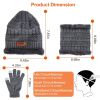 3-Pieces Winter Hat Gloves Scarf Set, Knit Warm Beanie Hat Neck Warmer Touch Screen Mittens for Women and Men, Great Christmas Gift