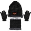 3-Pieces Winter Hat Gloves Scarf Set, Knit Warm Beanie Hat Neck Warmer Touch Screen Mittens for Women and Men, Great Christmas Gift