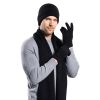 Winter Knitted Hat Scarf Gloves 3Pcs Winter Warm Beanie and Touch Screen Gloves Long Neck Scarf Set Knit Beanie Skull Cap Neck Warmer Anti-Slip Mitten