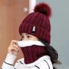 Winter Beanie Hat Scarf Set Women Warm Knitting Skull Cap