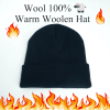 Black Warm Solid Color Knitted Beanies Hat for Boys Girls