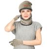 Winter Knitted Hat Scarf Gloves 3Pcs Winter Warm Beanie and Touch Screen Gloves Scarf Set Knit Beanie Skull Cap Neck Warmer Mittens for Men Women