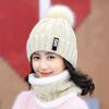 Winter Beanie Hat Scarf Set Women Warm Knitting Skull Cap