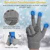 Winter Knitted Hat Scarf Gloves 3Pcs Winter Warm Beanie and Touch Screen Gloves Long Neck Scarf Set Knit Beanie Skull Cap Neck Warmer Anti-Slip Mitten