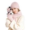 Winter Knitted Hat Scarf Gloves 3Pcs Winter Warm Beanie and Touch Screen Gloves Long Neck Scarf Set Knit Beanie Skull Cap Neck Warmer Anti-Slip Mitten